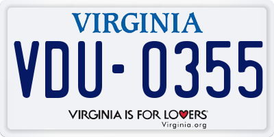 VA license plate VDU0355