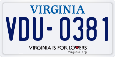 VA license plate VDU0381