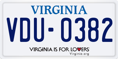 VA license plate VDU0382