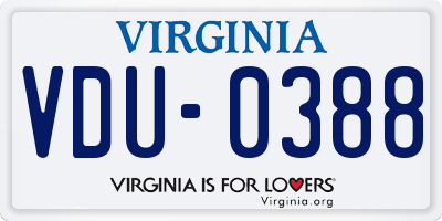 VA license plate VDU0388
