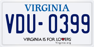 VA license plate VDU0399