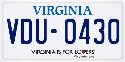 VA license plate VDU0430