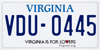 VA license plate VDU0445