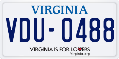 VA license plate VDU0488