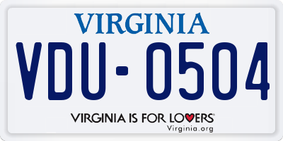 VA license plate VDU0504