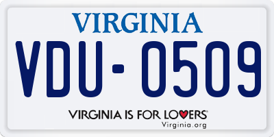 VA license plate VDU0509