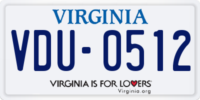 VA license plate VDU0512