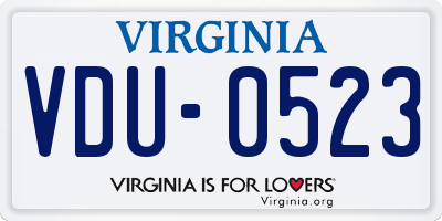VA license plate VDU0523