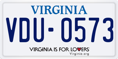 VA license plate VDU0573