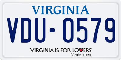 VA license plate VDU0579