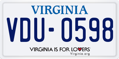 VA license plate VDU0598