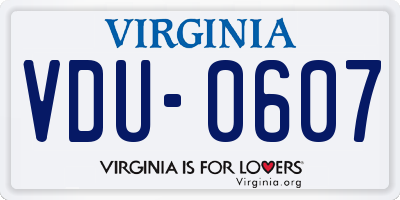 VA license plate VDU0607