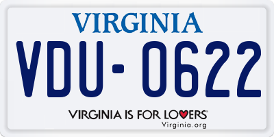 VA license plate VDU0622