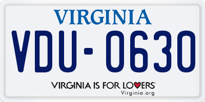 VA license plate VDU0630