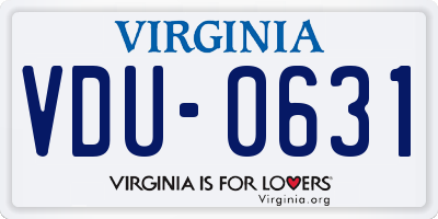 VA license plate VDU0631