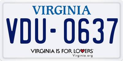 VA license plate VDU0637