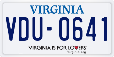VA license plate VDU0641