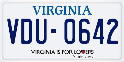 VA license plate VDU0642