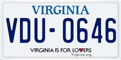 VA license plate VDU0646