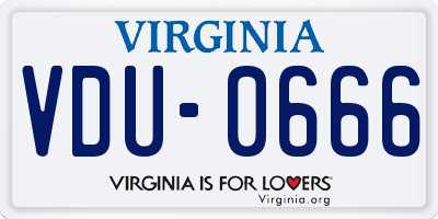 VA license plate VDU0666