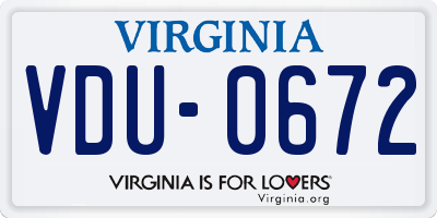 VA license plate VDU0672