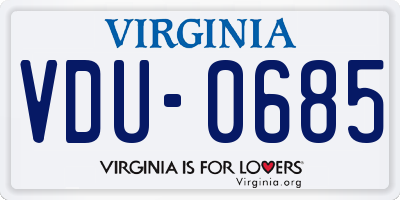 VA license plate VDU0685