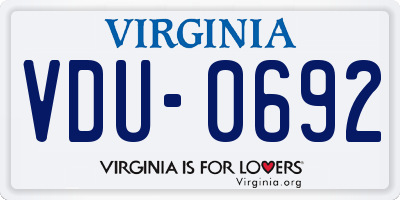 VA license plate VDU0692