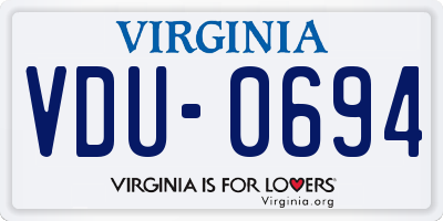 VA license plate VDU0694