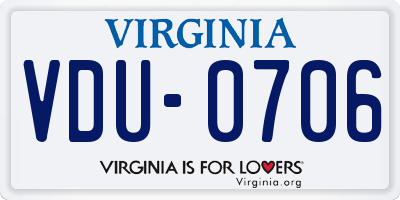 VA license plate VDU0706