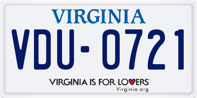 VA license plate VDU0721