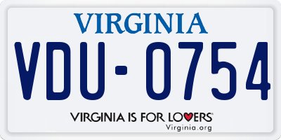 VA license plate VDU0754