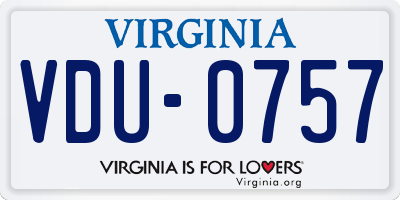 VA license plate VDU0757