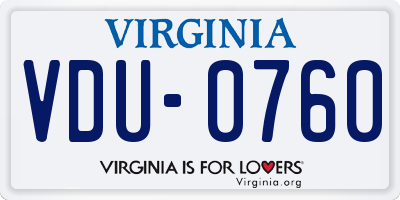 VA license plate VDU0760