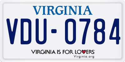 VA license plate VDU0784