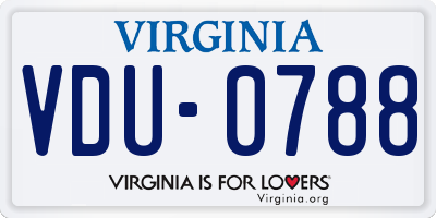 VA license plate VDU0788