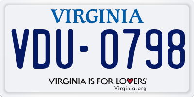 VA license plate VDU0798