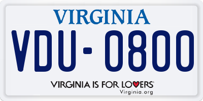 VA license plate VDU0800