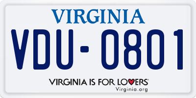 VA license plate VDU0801