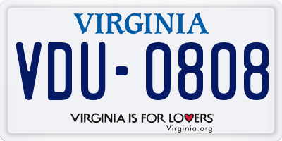 VA license plate VDU0808