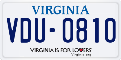 VA license plate VDU0810