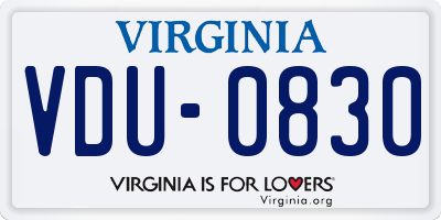 VA license plate VDU0830
