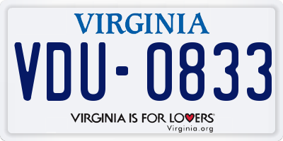VA license plate VDU0833