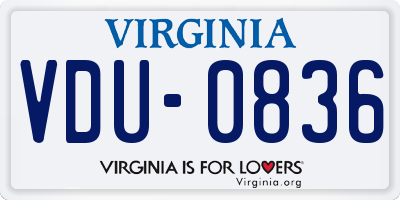 VA license plate VDU0836