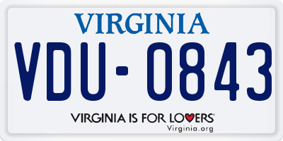 VA license plate VDU0843