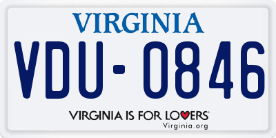 VA license plate VDU0846