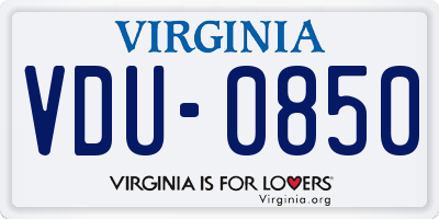 VA license plate VDU0850