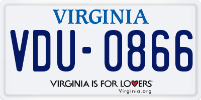 VA license plate VDU0866