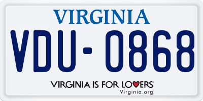 VA license plate VDU0868