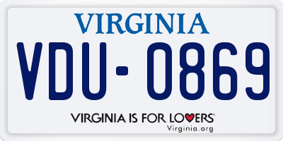 VA license plate VDU0869