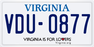VA license plate VDU0877